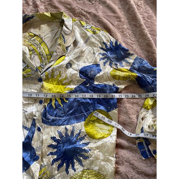 Vintage sun and moon celestial silk long sleeve button up - Picture 7 of 8